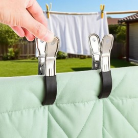 6 Stücke Klammern für Strandliegen, Strandtuch Klammern, Groß Handtuch Klammern, Badetuch Klammern, Edelstahl Strandtuch Clips,Große Edelstahlclips zum Trocknen von Kleidung und Quilts zum Fixieren