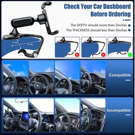 Orco Dashboard Phone Holder for Car Clip On Car Phone Mount 360 Degree Rotation Adjustable Automobile Cradle Suitable for Smartphone 4 to 7 inch