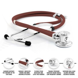 ASA TECHMED Sprague Double Tube Adult and Pediatric Stethoscope + Matching EMT Shears, Ideal for EMT, Nurse, Doctor, Medical Student, Paramedic, and First Responders (Burgundy)