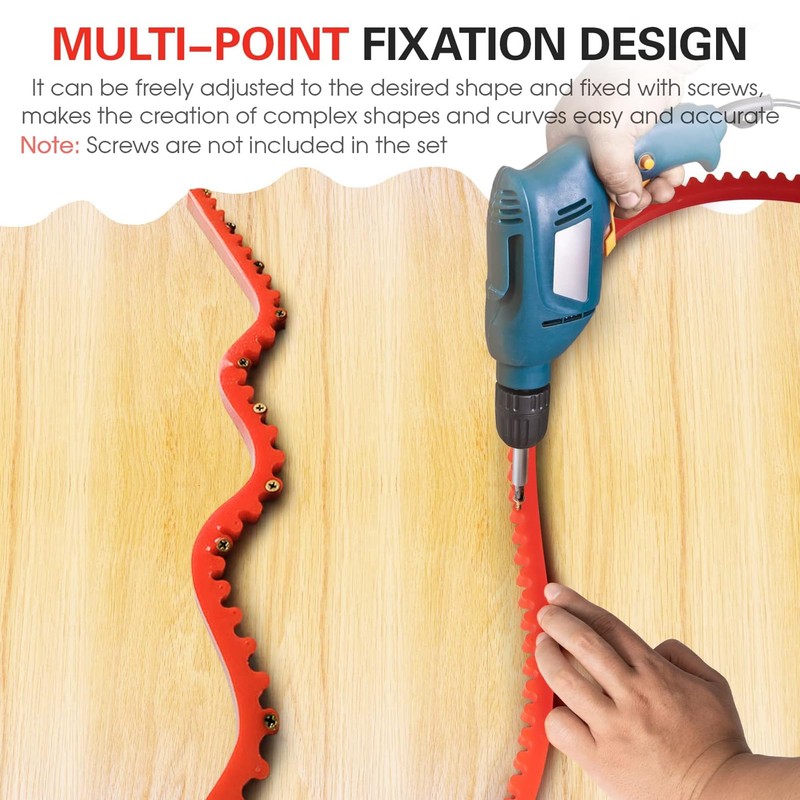 2M/6.6ft Woodworking Profiling Strip - Flexible Curve Template with Gear