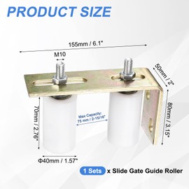 QUARKZMAN 2 Stück Schiebetor Führungsrolle 3" Nylon Rollen Tor Unterstützungsbaugruppe Mit L-Hinterer Pfostenhalterung Universell Abgedichtetes Kugellager Rolltor Führer Für Schiebetür Weiß