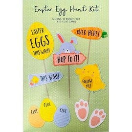 Easter Egg Hunt Kit 5 Signs, 20 Bunny Feet & 10 Clue Eggs Decorations