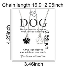 Dog Paw Necklace for Women Men Friendship Best Friend Matching Necklaces for 2 Birthday Christmas Gifts for Dog Pet Lover Gifts for Friend Couples Loss of Dog Sympathy Gift Necklaces