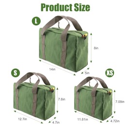 Tool Bag, Wide Mouth Tool Bag, Durable Canvas Tool Bag, Tool Bag, Small Tool Organiser, Tote Bag for Storage, Wrench, Pliers Tools, Army Green, S/30 cm