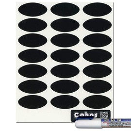 Cohas Chalkboard Labels for Small 4 Ounce Quilted Crystal Jelly Jars Includes Liquid Chalk Marker and 63 Labels, Extra Fine Tip, White Marker