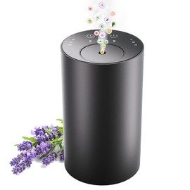 Waterless Essential Oil Diffuser, Portable Aromatherapy Diffuser, Mini Scent Machine, Battery Operated, 1/4/8-Hour Timer, 10ml Oil Bottle, 3 Mist Levels for Home, Car, Office(Black)