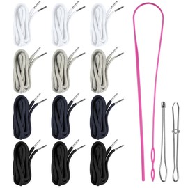 BEVTEE 12 Pcs Drawstring for Sweatpants, 60 Inches Hoodie String Replacement, Drawstring Cord with Threader Tool, Draw String for Pants (4 Colors)