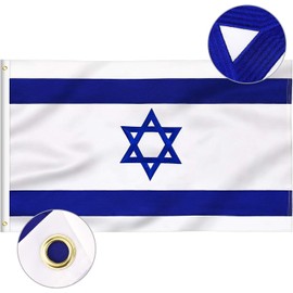 Embroidered Israeli Flag, Heavy-Weight 300D 100% Nylon, Single-Sided, Historic National Design with Blue Stripes and the Star of David