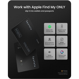 Spotelo [ Apple Mfi Certified ] Wallet Tracker Card Works with Apple find My(iOS Only) Tracking Card, Rechargrable Smart Card Tracker, 1.7mm IP68 Waterproof Item Locator for Luggage, Passport, Bags