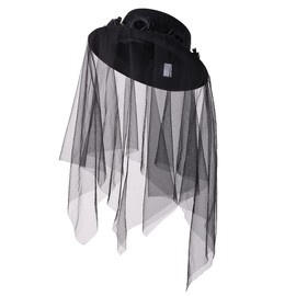 COSDREAMER Women Black Gothic Steampunk Top Hat Irregularly Veil Hat Themed Party Hat (white) (01-black)