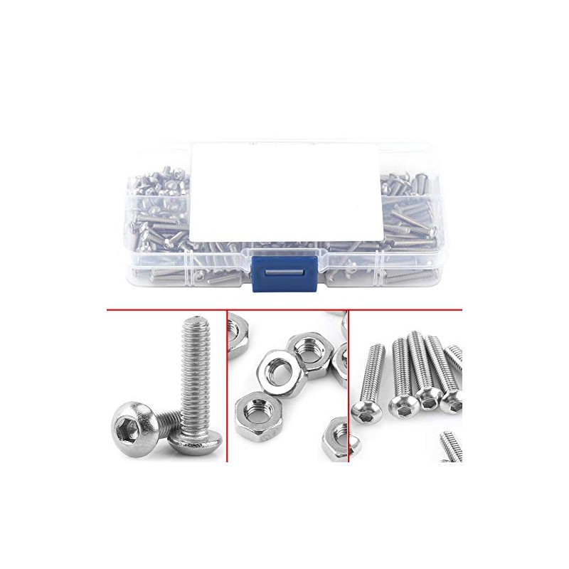 230 unids Tornillos y Tuercas Set M3 Metric Acero Inoxidable