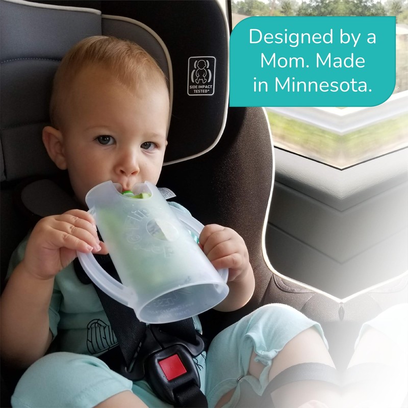 Flipping Holder Squeeze Proof Food Pouch Holder for Toddlers, Babies,