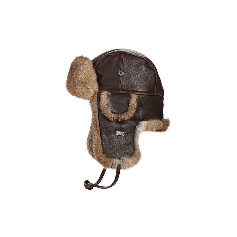 frr Vintage Rodeo Leather Rabbit Fur Aviator Hat (L) Brown