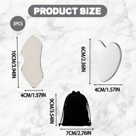 2PCS Gua Sha Tool, Stainless Steel Gua Sha Set with Lip and Heart Shapes, Facial Massage and Skin Care Includes Storage Bag, Guasha Kit for Relaxation and Improved Circulation