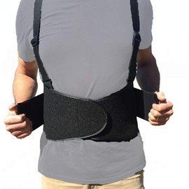 Alpha Medical Industrial Back Support, Lower Back Brace with Attached Suspenders for Lifting, Stabilizing Lumbar Support (Large) ( 35" - 39" Hip/Waist Measurement {Largest one})