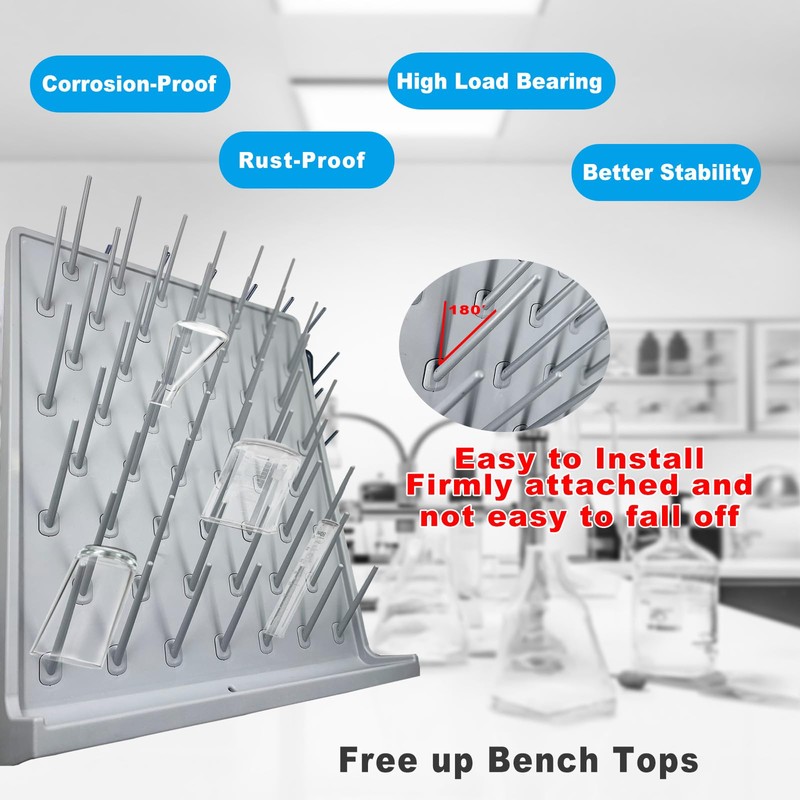 YTFLOT Lab Drying Rack 52 Pegs Laboratory Cabinets Glass Drying