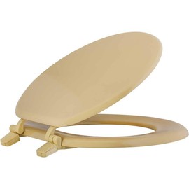PROPLUS 2479735 Round Wood Toilet Seat with Closed Front, Gold