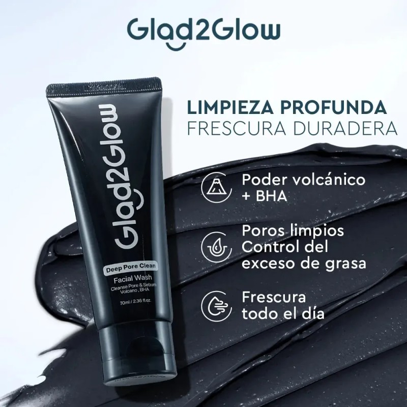 Glad2glow Deep Pore Limpiador Facial Anti Acné Bha Momento De