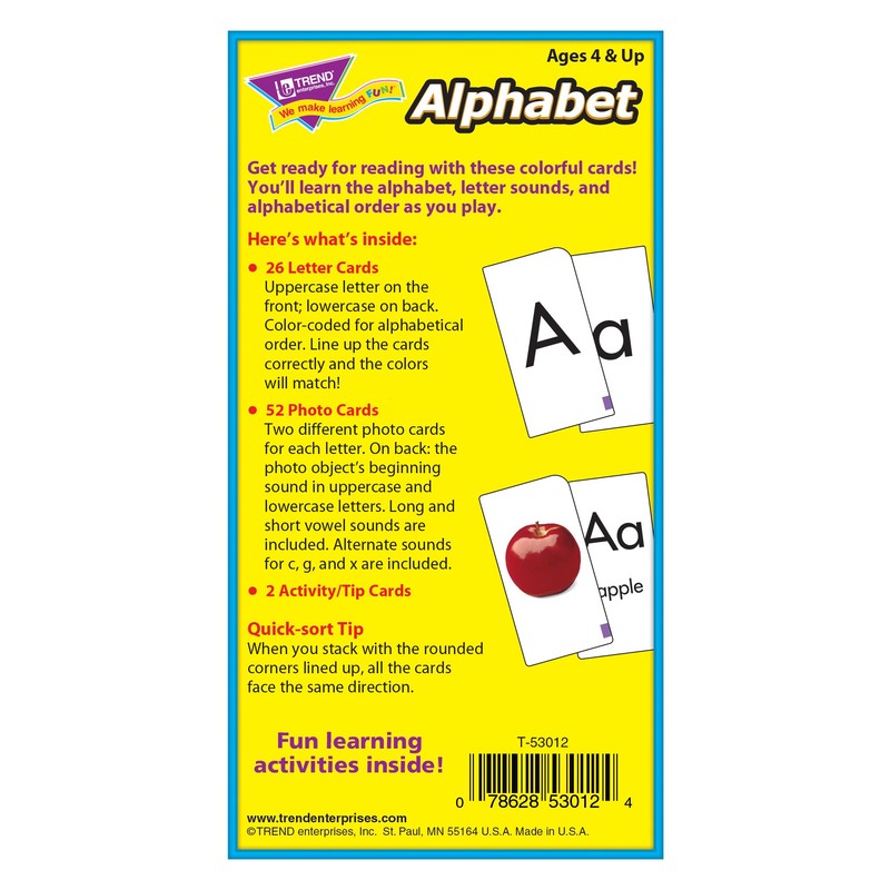TREND ENTERPRISES: Alphabet Skill Drill Flash Cards, Content-Rich Self-Checking Cards