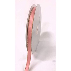 Ben Collection 3/8 X 50 Yards Double Face Satin Ribbon with Metallic Gold Edge (Dusty Rose)