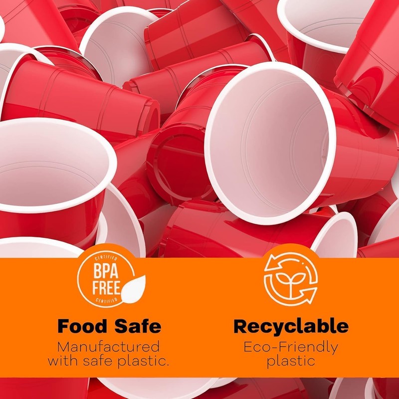 POLARIS PRIVATE LTD Red Plastic Cups, Disposable Cups 12oz (50
