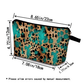 YULUENZE Leopard Present Cheetah Makeup Bag Cute Small Organizer Bag with Zipper Leopard Print Cosmetic Bag Calaite Pattern Birthday Presents for Cheetah Lovers Women Sisters Friends
