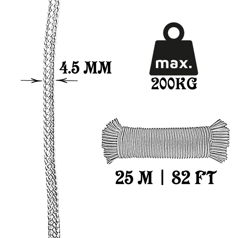 Clothe Washing Line Outside. Braided High-Tenacity Polypropylene Rope Cord. Campervan
