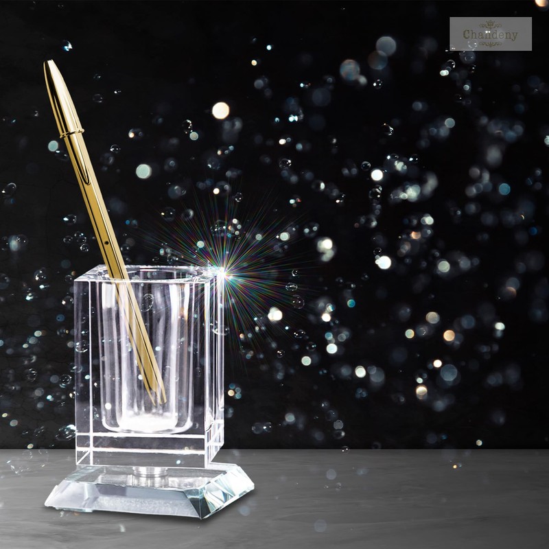 Shandini Crystal Tabletop, Pen Holder, Fountain Pen Holder, Interior Rotation,