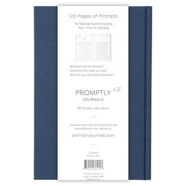 Promptly Journals, My College Journal: From First Day to Graduation (Navy, Blue, Linen) | College Journal with Prompts | Journal for College Students