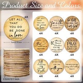 GlikCeil 36 Pcs Mini Christian Compact Mirrors Bulk for Women Retro Inspirational Bible Verse Pocket Makeup Mirrors Portable Church Party Favors for Bible Study Group Sunday School