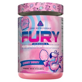 Core Nutritionals Fury V2: Pre-Workout Powder to Maximize Performance in The Gym W/Zum-XR® Caffeine, L-CItruline, and Alpha GPC (40 Scoops) (Fun Sweets™ Cherry Berry)