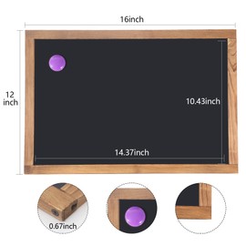 KOOLDE Magnetic Chalkboard 12x16 Hanging Framed Wall Chalk Board Combination Chalk Board & Bulletin Board Rustic Wooden Framed Blackboard for Kids, Home, Office, Restaurant