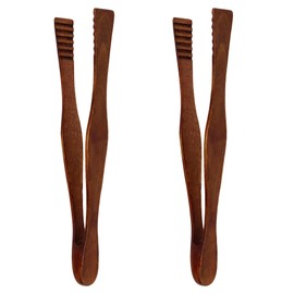 Meprotal 2pcs Wooden Tongs 10 Inch Reusable Wooden Toast Tongs for Cooking, Brown
