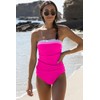 Beachsissi Women's Tummy Control Plain Strapless Block Colours Tankini Set,