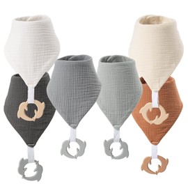 COOROBIN Baby Bandana Drool Bibs 6-Pack 100% Cotton Baby Bibs with Teether, Soft & Absorbent Teething Essentials for Newborn Boys and Girls