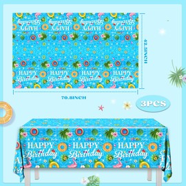 3 Pieces Pool Party Tablecloth Summer Swimming Pool Table Decoration Disposable Pool Birthday Party Table Cover for Hawaii Birthday Baby Shower Party Supplies