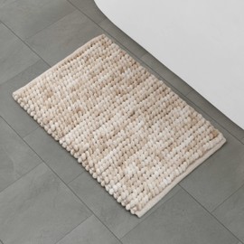 French Connection Space Dye Chunky Chenille 17" x 24" Bath Rug, Beige Sand