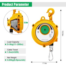 YJINGRUI Retractable Spring Balancer 5~9kg(11~20lbs) Hanging Tool Spring Balancer Balancer Retractor 1.5m Wire Rope Hanging Holding Equipment