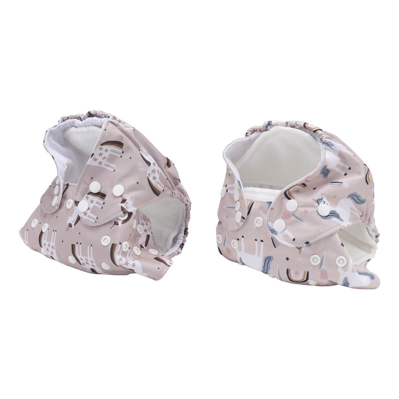 2pcs Baby Cloth Diapers Reusable Washable One Size Adjustable Stretchy