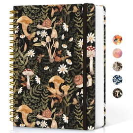 Lined Spiral Notebook Journal for Work, 300 Pages Thick B5 (7.1"x10") College Ruled Journal for Women & Writing, Hardcover Notebook for Note Taking, Perfect for Office Home School Supplies, Mushroom