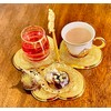 Turkish Tea Coffee Set with a Glass, Saucer and Dessert