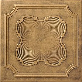 A La Maison Ceilings R74 Coronado Foam Glue-up Ceiling Tile (21.6 sq. ft./Case), Pack of 8, Antique Brass