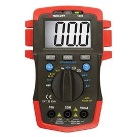 Triplett Compact True RMS CAT III 1999 Count Digital Multimeter - AC/DC Voltage, AC/DC Current, Resistance, Frequency, Capacitance, Temperature, Continuity, and Diode Check (1401)