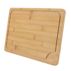 FAAING 36 x 24 cm Rectangular Wooden Chopping Board, 1.2 cm Thick Kitchen Wooden Board Made of Bamboo Chopping Board with Juice Groove, Wooden Chopping Board for Meat, Ham, Bread, Cheese