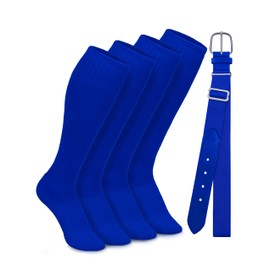 Gnodio Youth Adult Baseball Socks and Belts Combo Set Cotton Baseball Softball Socks Adjustable Belt for Youth Adult