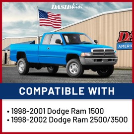 DashSkin Molded Dash Cover Cap Compatible with 1998 1999 2000 2001 Dodge Ram 1500 (98-02 Ram 2500/3500) in Mist Grey