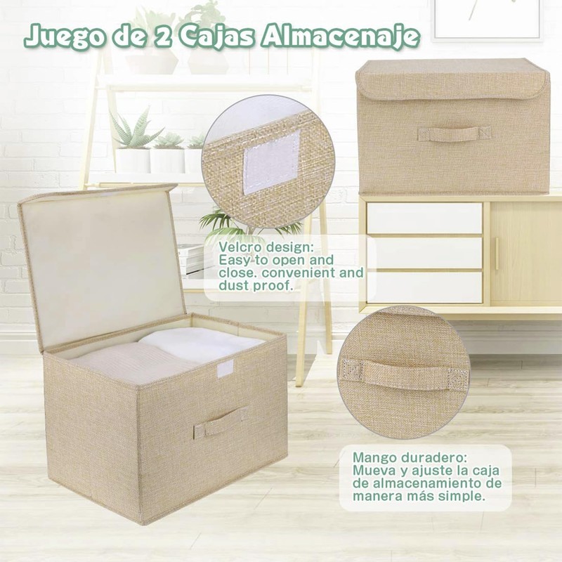 Homsorout Pack of 2 Storage Boxes with Lid, Foldable Storage