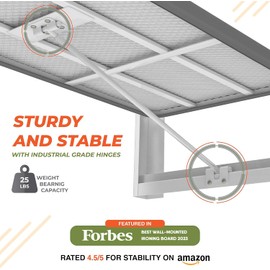 Xabitat Wall Mounted Ironing Board with Iron Holder, 36.2" X 12.2" Compact Mount Fold Down Iron Board for Small Spaces, Space Saving with Cotton Fabric Cover, White and Grey