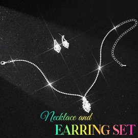 Unicra Silver Wedding Jewellery Sets Rhinestone Bridal Necklaces and Earrings Set Crystal Costume Formal Prom Jewellery Set for Women, One size, Alloy Steel, Rhinestone