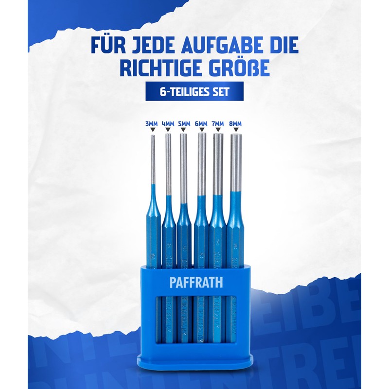 Paffrath® Pin Punch Set 6 Pieces (3-8 mm) - Punch